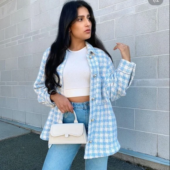 Denim Overshirt Zara Oversized Checked Overshirt Trf VINTAGE